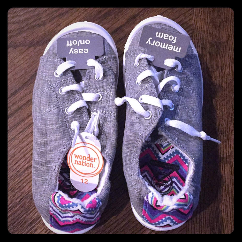 Grey and white girls sneakers still with tags